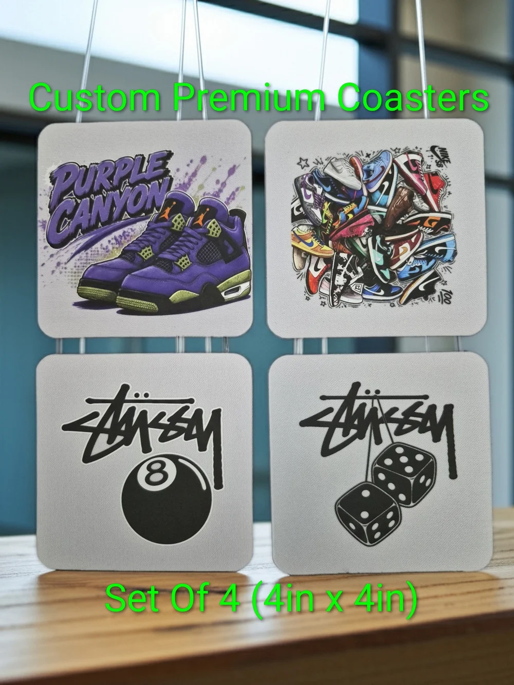 Custom Premium Square Coaster Set - 4-Pack New (4inx4in)
